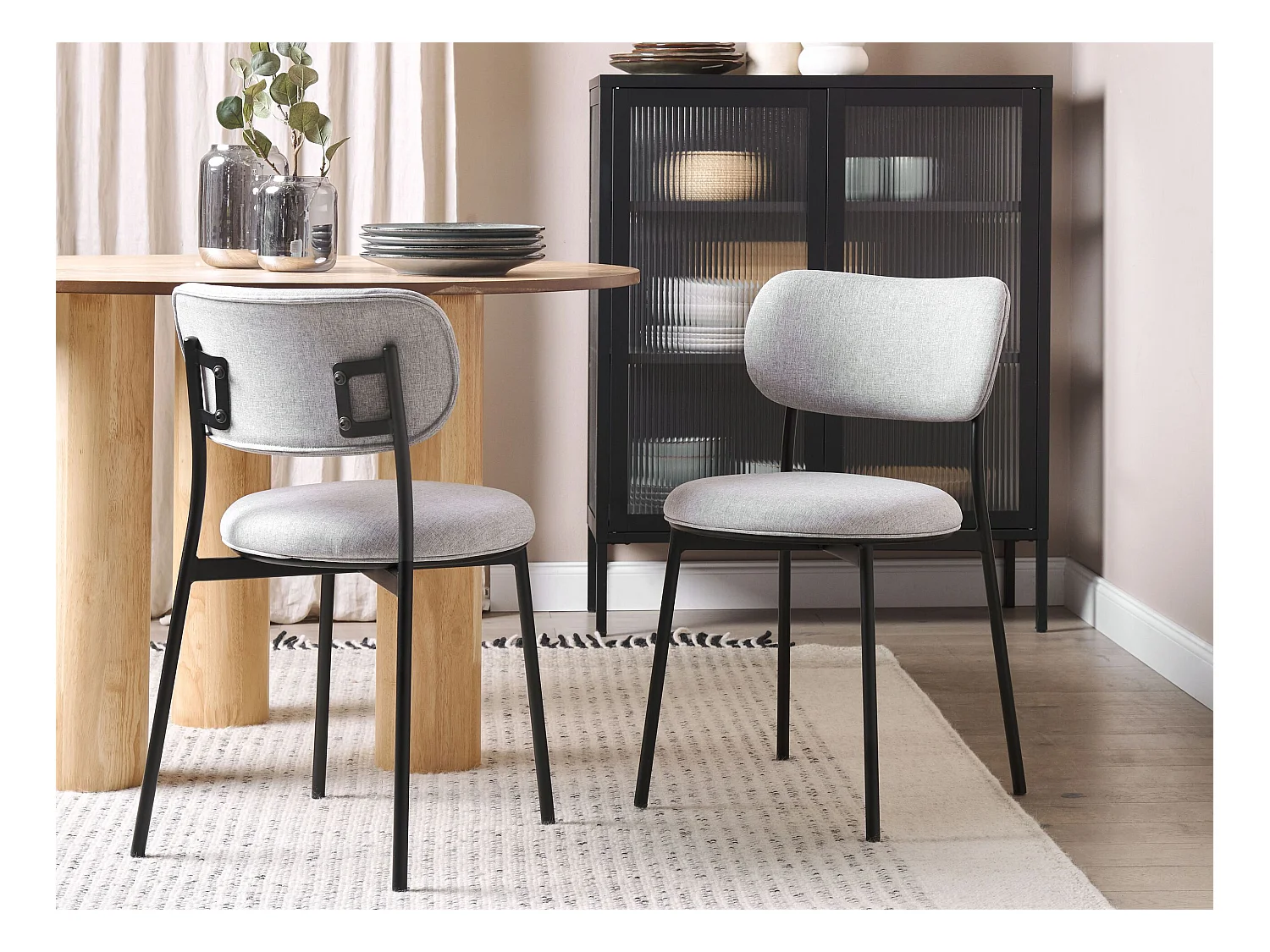 Lot de 2 chaises de salle à manger CASEY Gris clair