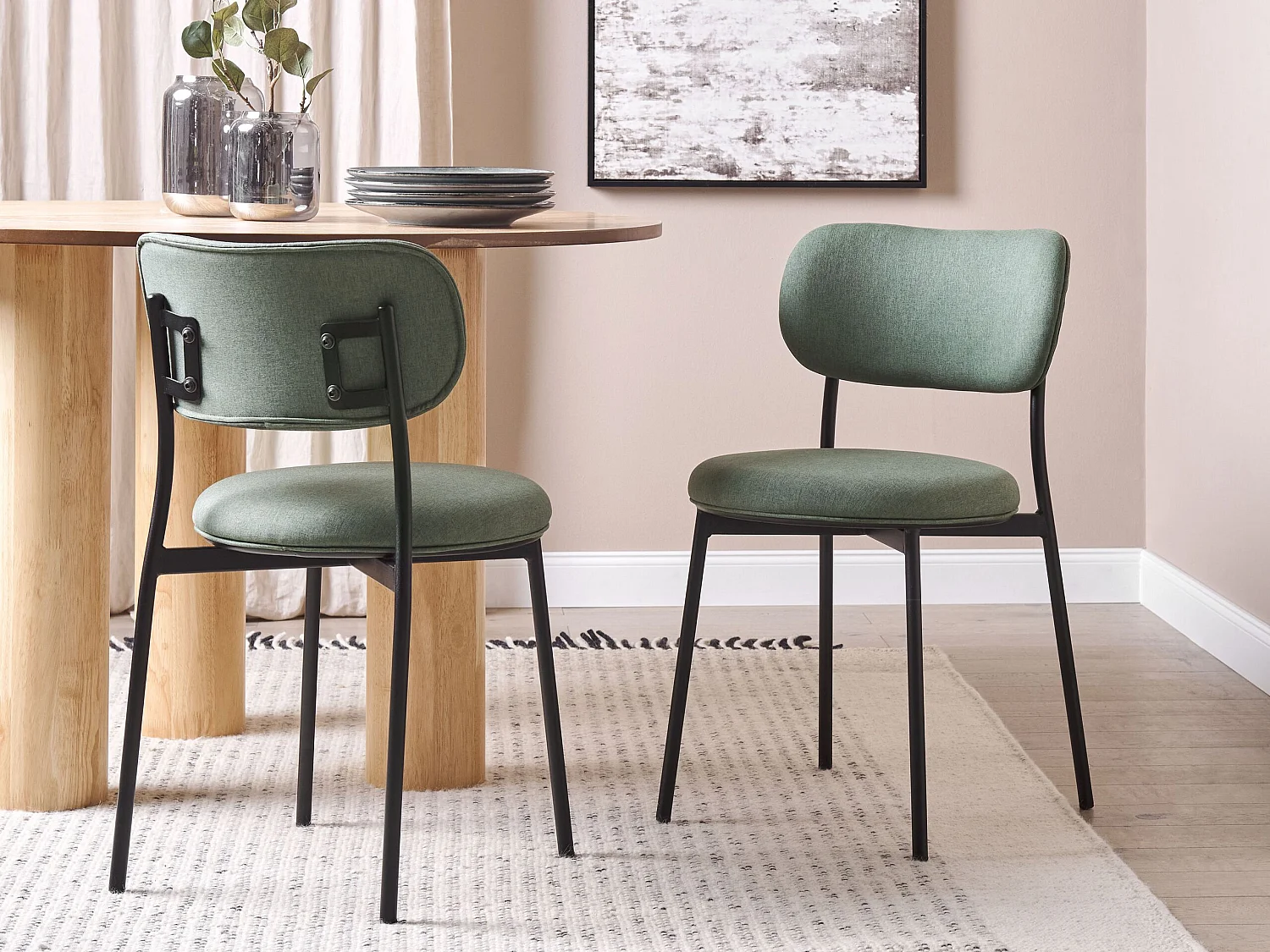 Lot de 2 chaises de salle à manger CASEY Vert foncé