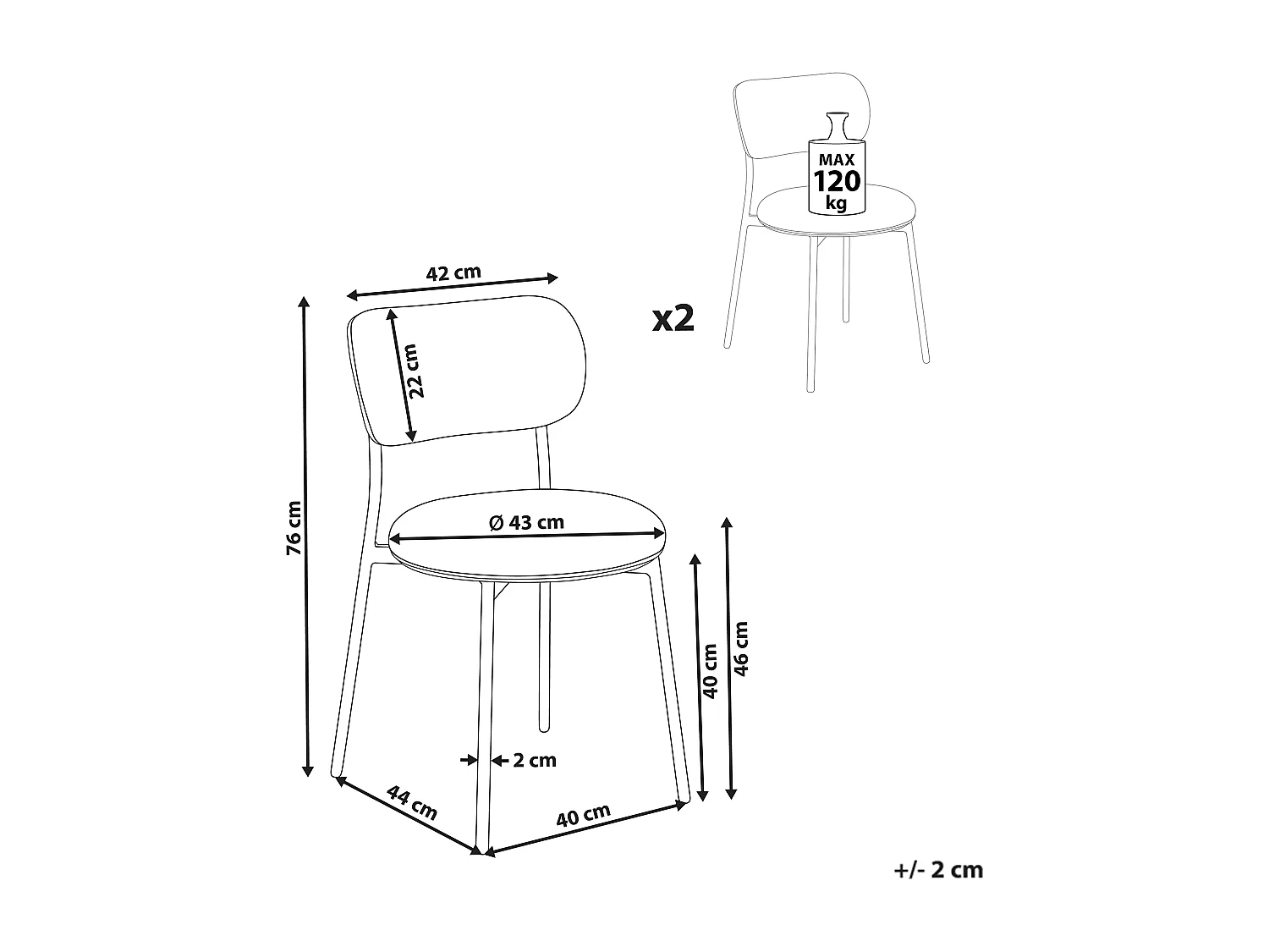 Set di 2 sedie da pranzo CASEY Verde scuro