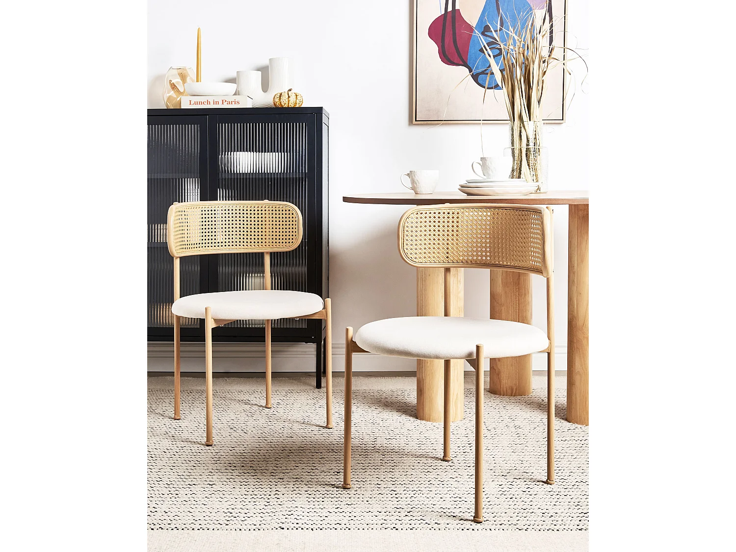 Lot de 2 chaises de salle à manger ANDOVER Métal Beige clair