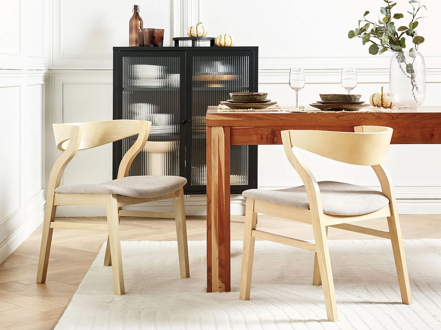 Lot de 2 chaises de salle à manger MAROA Bois Beige