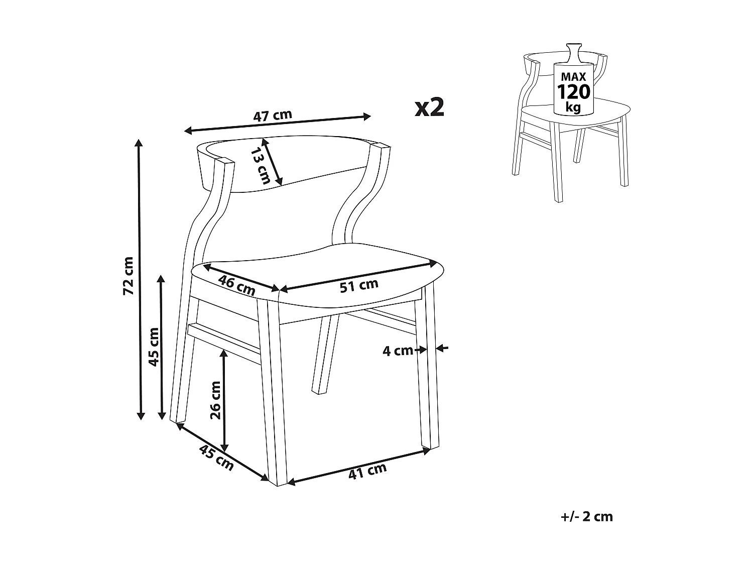 Set di 2 sedie da pranzo MAROA Legno Beige