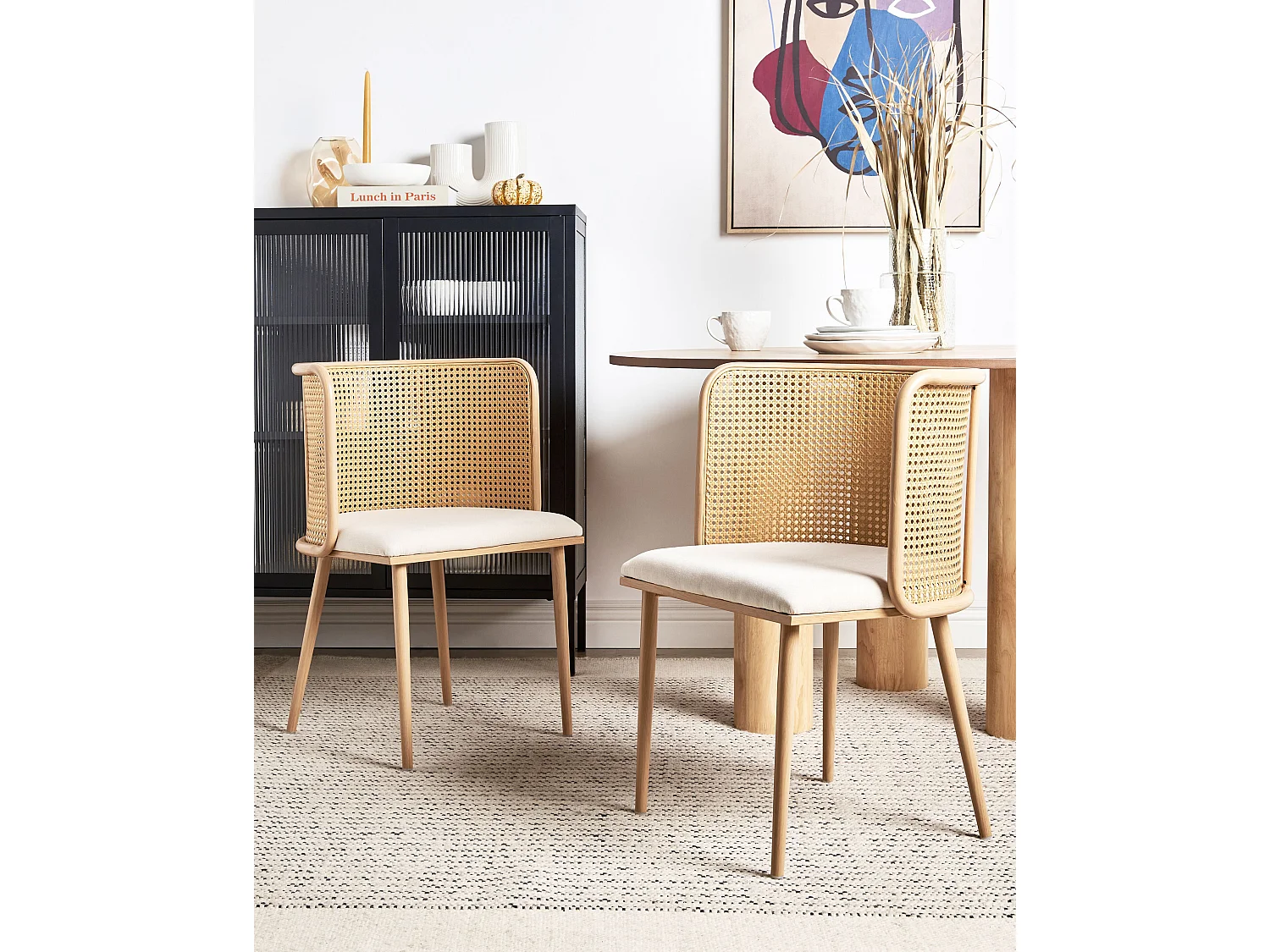Lot de 2 chaises de salle à manger KOBUK Métal Marron clair