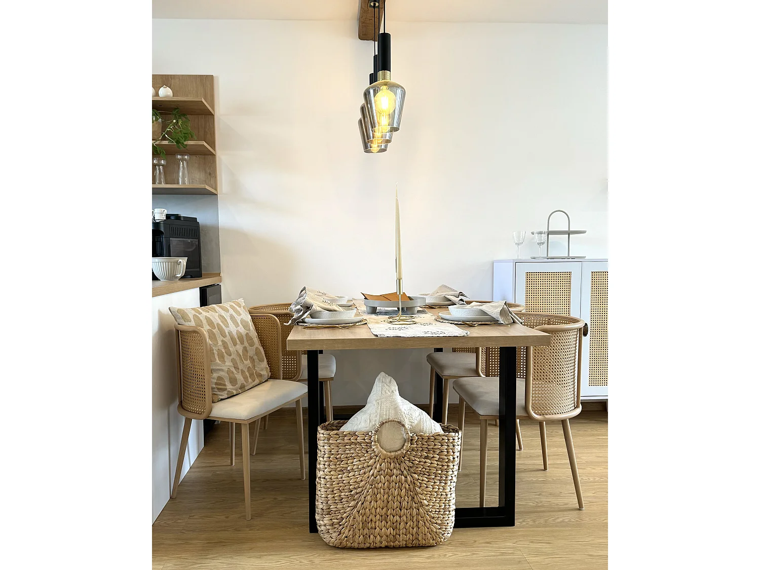 Set van 2 eetkamerstoelen KOBUK Metaal Lichte houtkleur