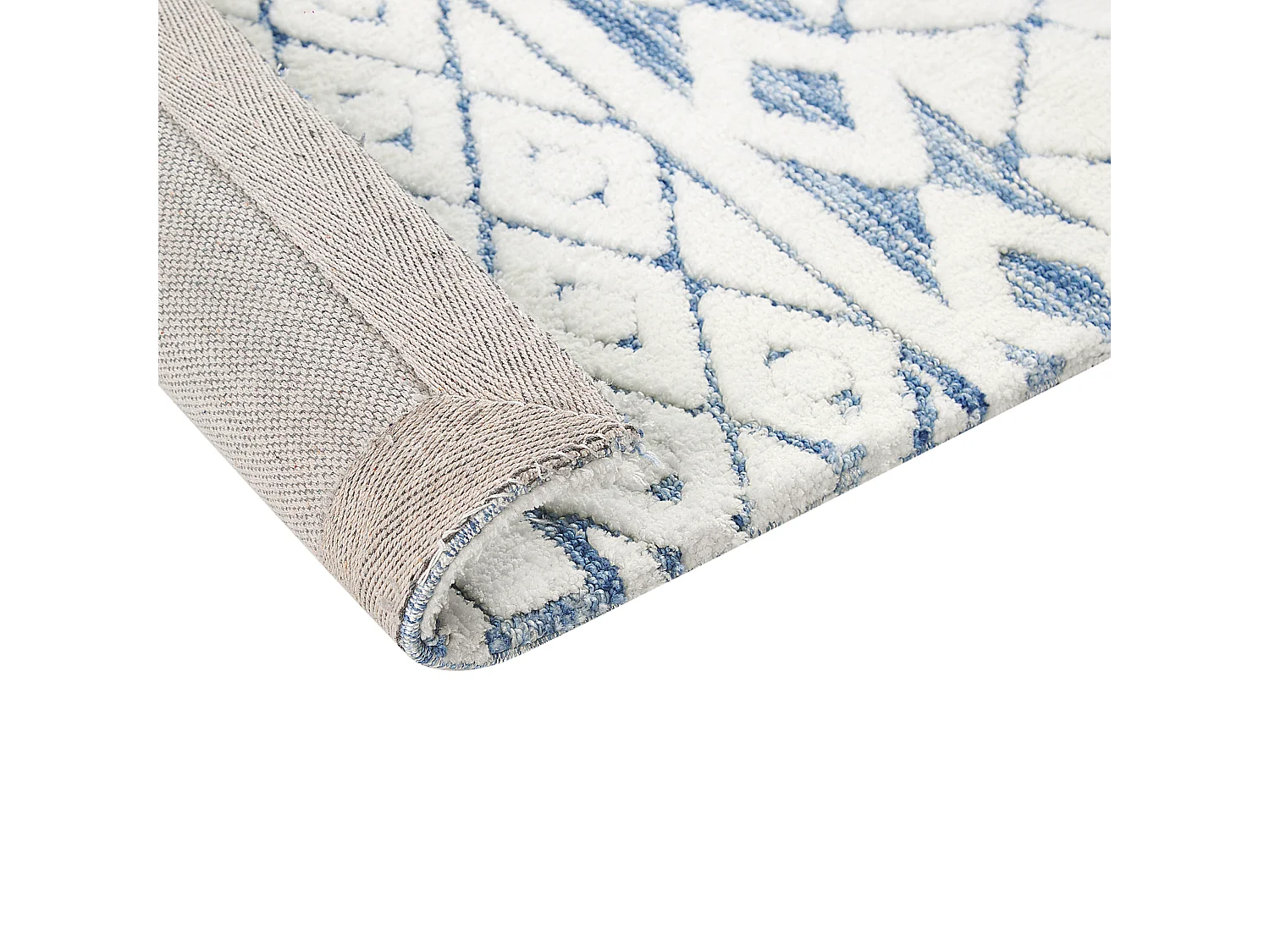 Vloerkleed polyester wit/blauw 300 x 400 cm MARGAND