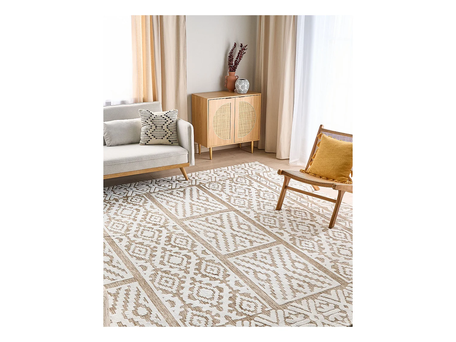 Teppich weiß/cremeweiß beige 300 x 400 cm orientalisches Muster Gogai