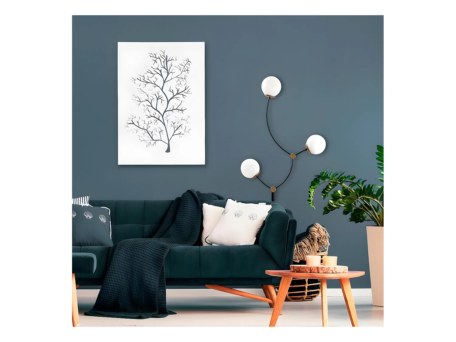 Lampadaire Mosoma 3 bras en métal et sphères en verre H151cm 3xE27 - Noir