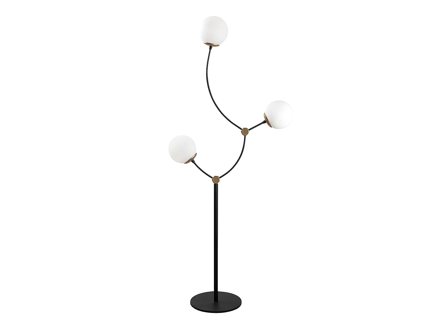 Lampadaire Mosoma 3 bras en métal et sphères en verre H151cm 3xE27 - Noir