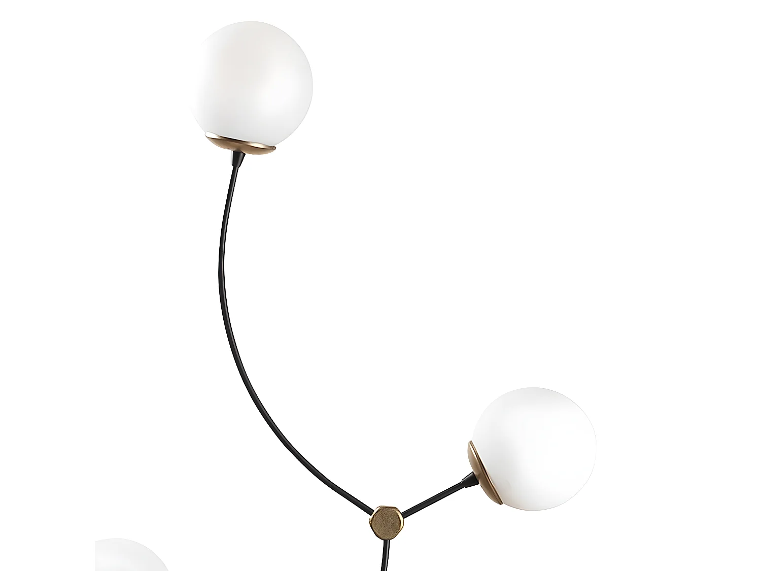 Lampadaire Mosoma 3 bras en métal et sphères en verre H151cm 3xE27 - Noir