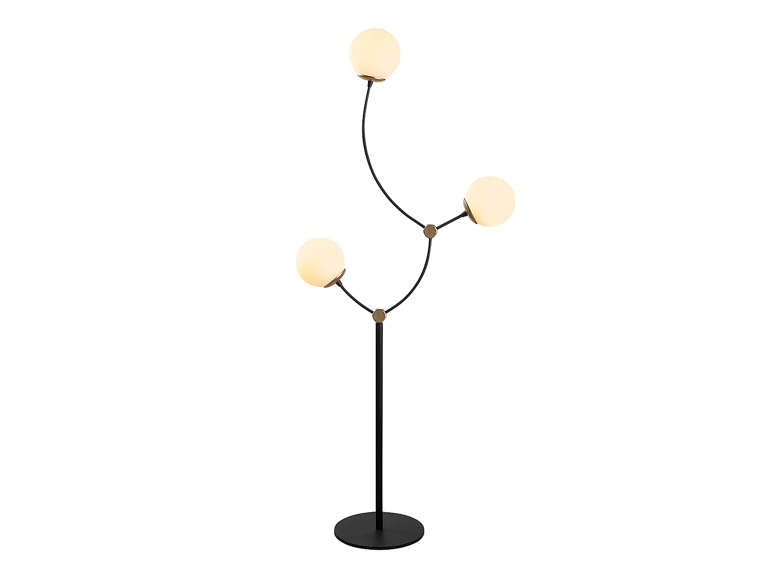 Lampadaire Mosoma 3 bras en métal et sphères en verre H151cm 3xE27 - Noir