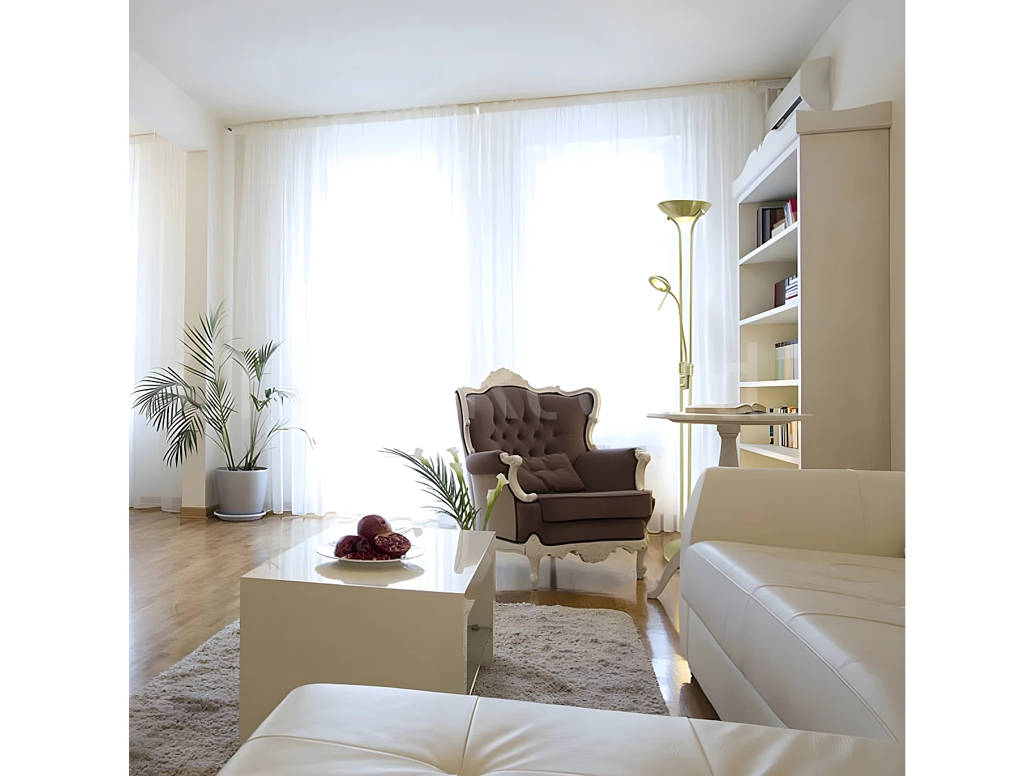 Lampadaire LED  et liseuse orientable Olimpia 18W+5W H180cm - Cuir