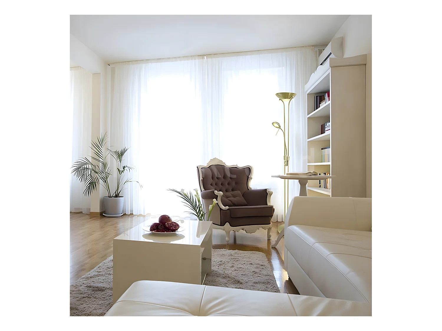 Lampadaire LED  et liseuse orientable Olimpia 18W+5W H180cm - Cuir