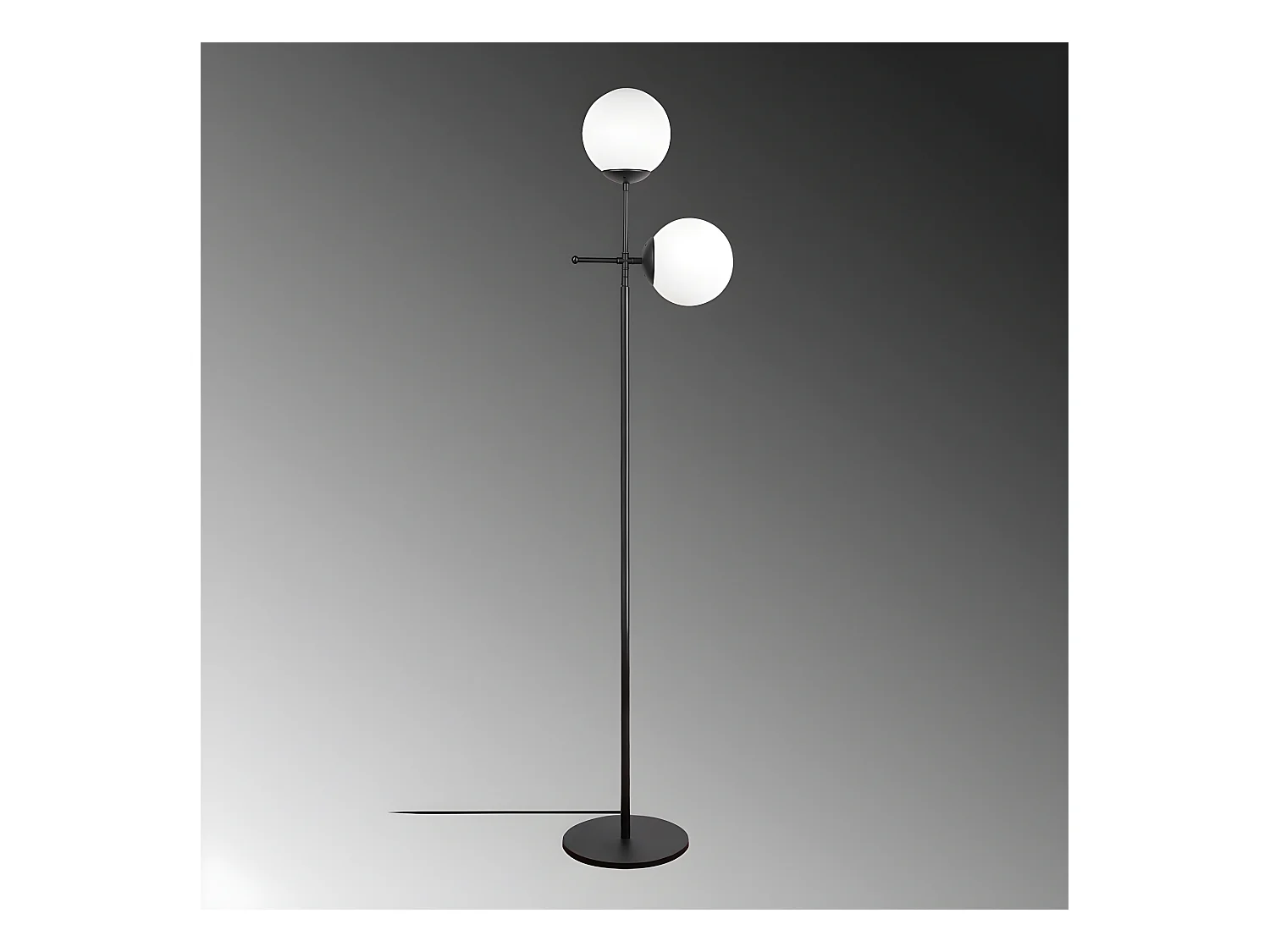 Lampadaire Garet avec structure en métal et 2 sphères en verre H174 cm 1xE27 - Noir