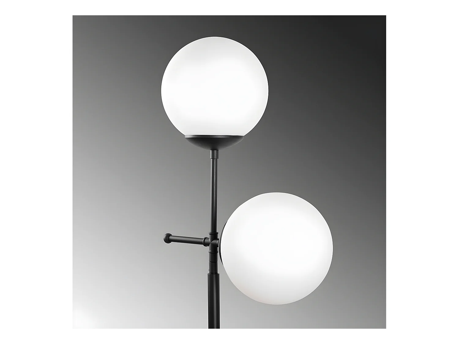 Lampadaire Garet avec structure en métal et 2 sphères en verre H174 cm 1xE27 - Noir