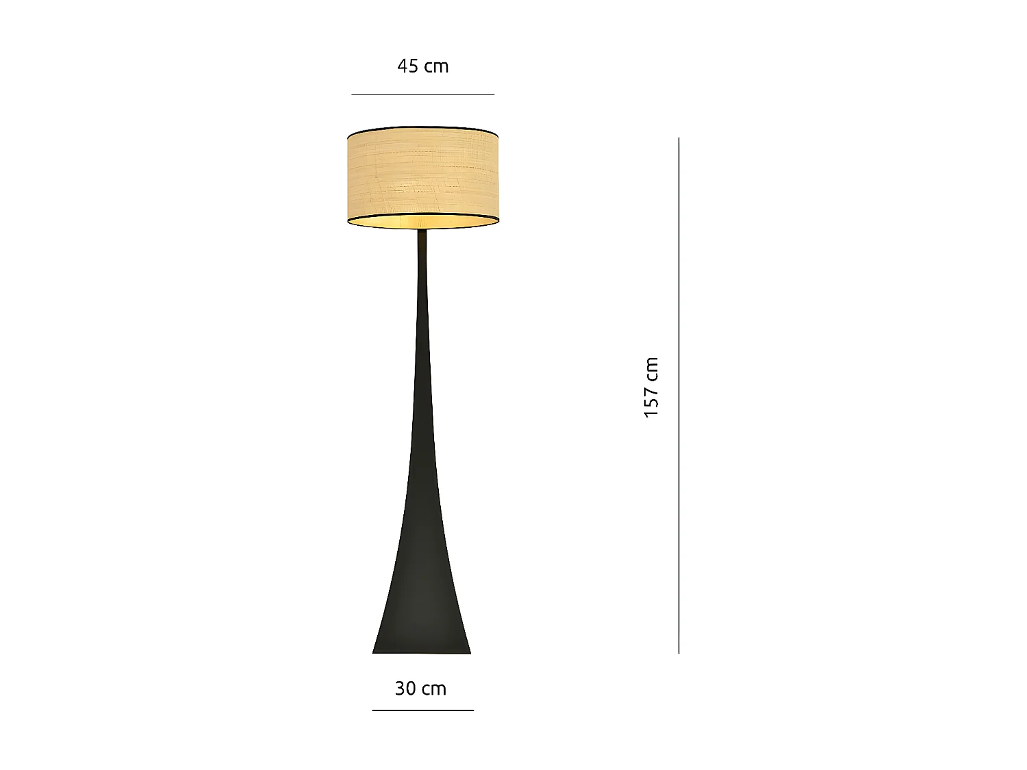 Lampadaire Estela en métal style naturel avec abat-jour en rotin H157cm 1xE27 - Beige