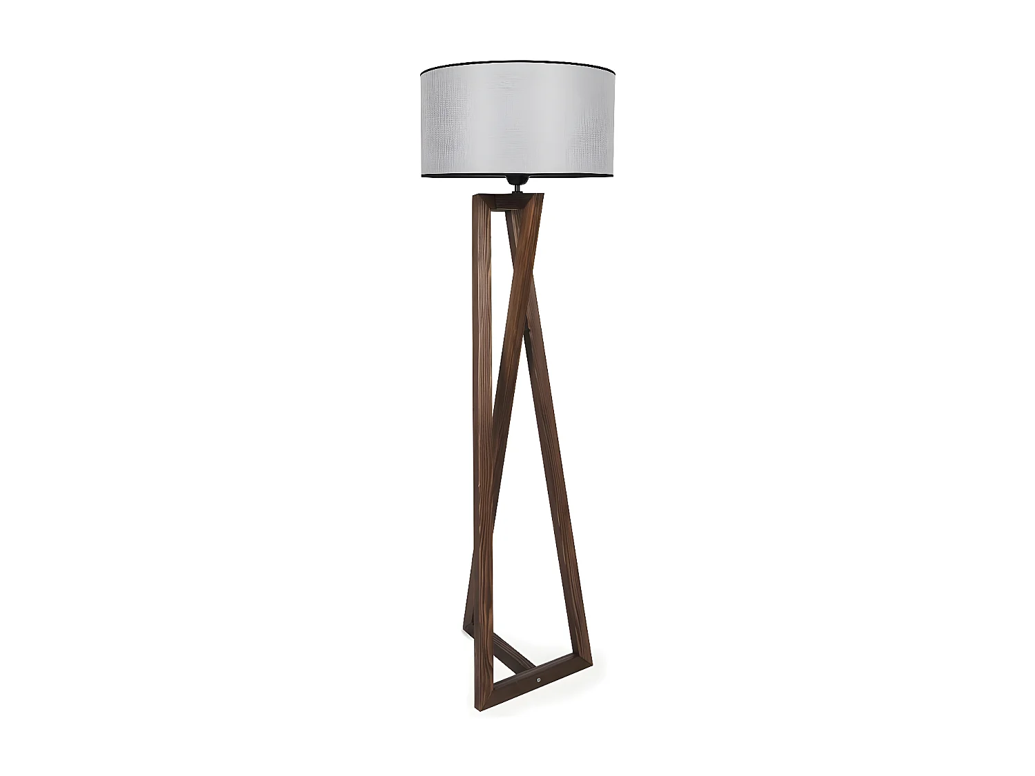 Nacor vloerlamp met houten structuur en stoffen kap H166cm 1xE27 - Grijs