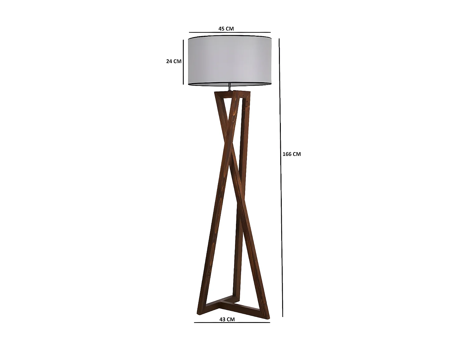 Nacor vloerlamp met houten structuur en stoffen kap H166cm 1xE27 - Grijs