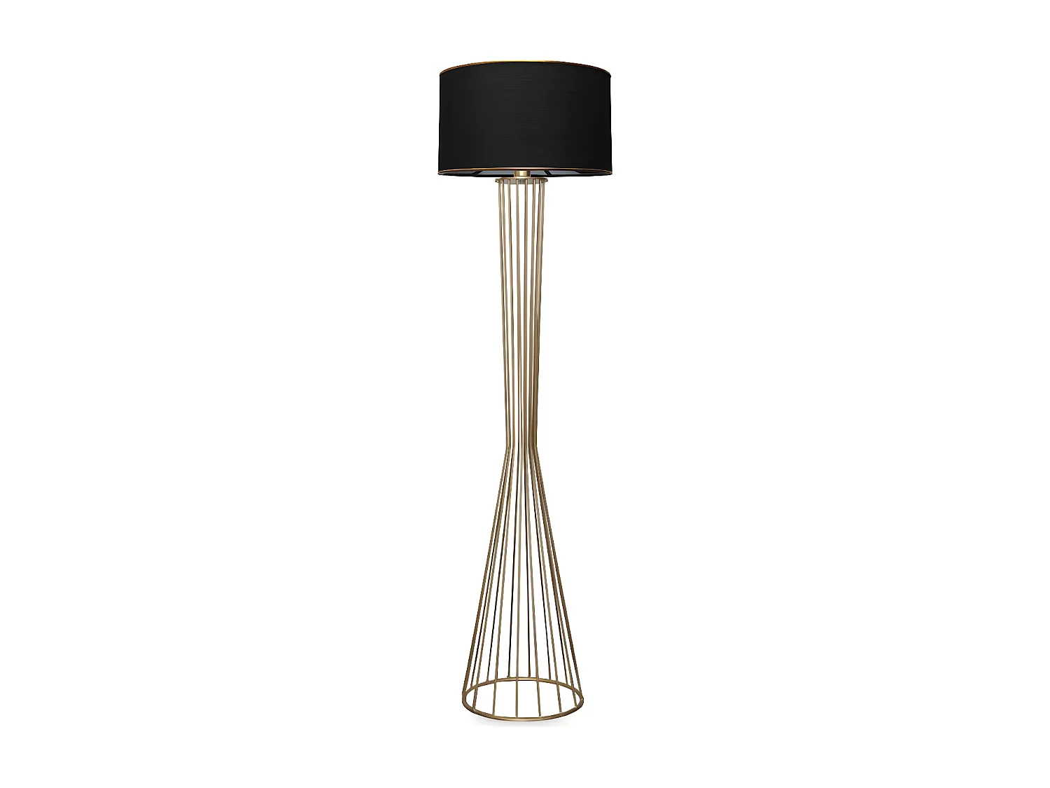 Lesmita vloerlamp met metalen rooster en stoffen kap H155cm 1xE27 - Goud