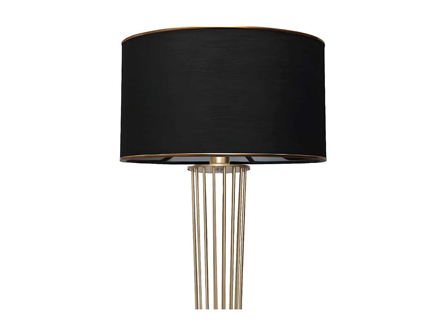 Lampadaire Lesmita avec grille métallique et abat-jour en tissu H155cm 1xE27 - Doré