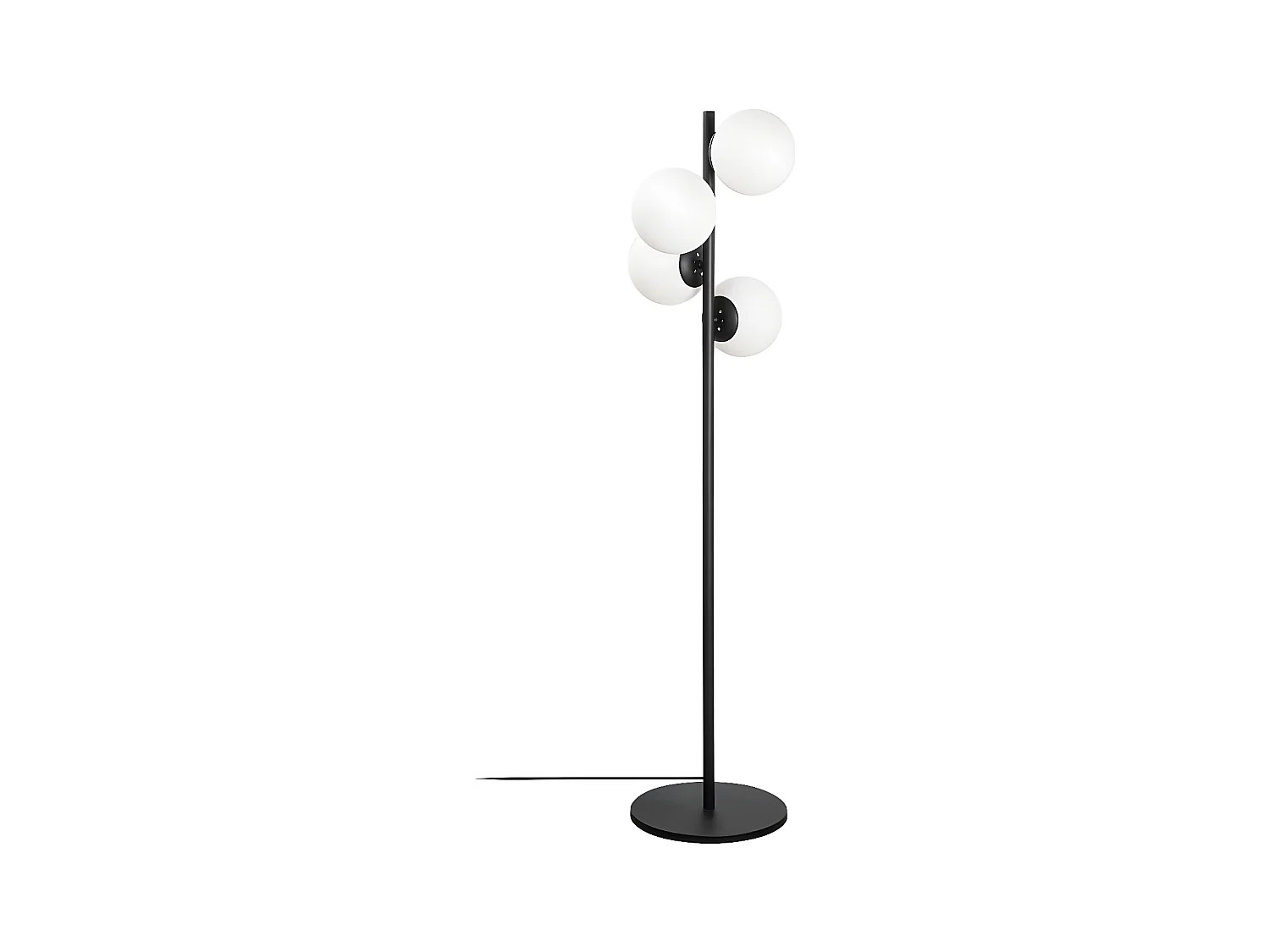 Lampadaire Sinza en métal avec 4 sphères en verre H130cm 4xE27 - Noir