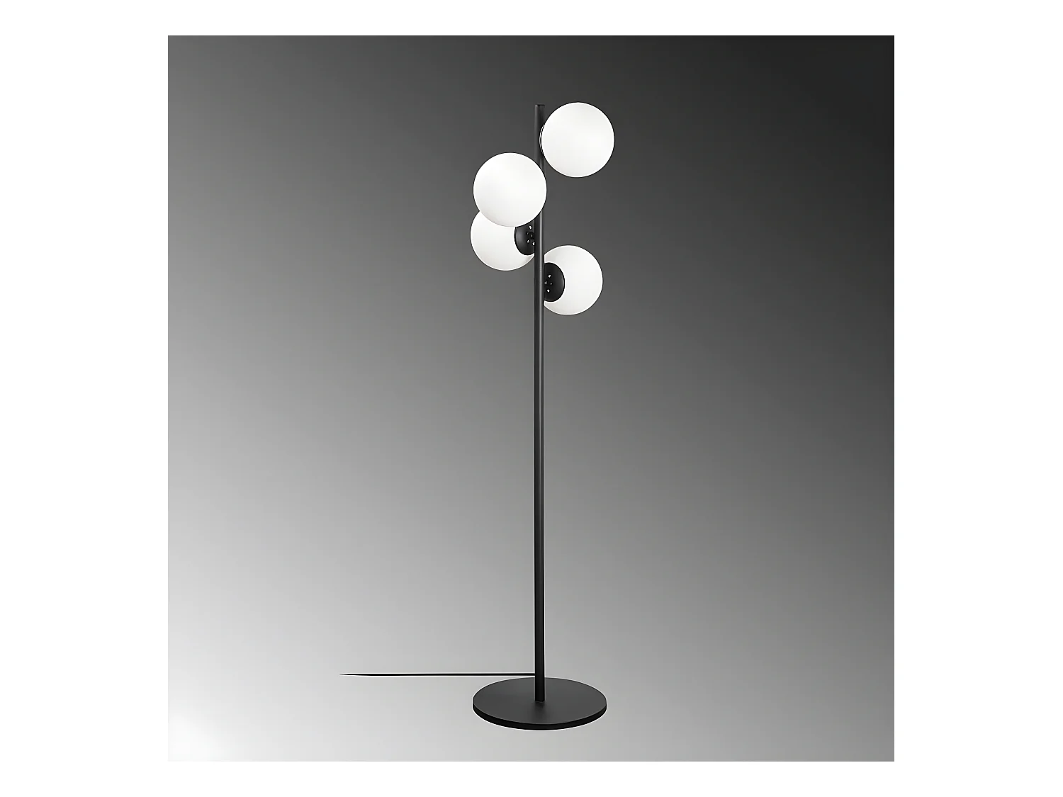 Lampadaire Sinza en métal avec 4 sphères en verre H130cm 4xE27 - Noir
