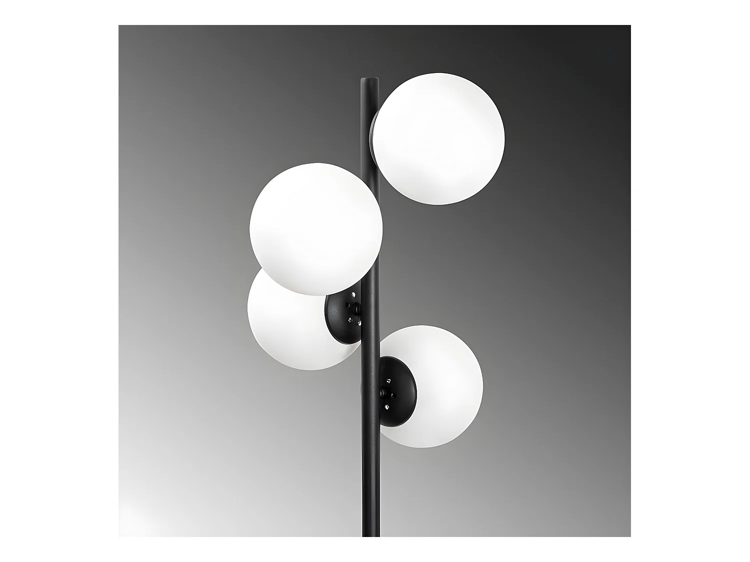 Lampadaire Sinza en métal avec 4 sphères en verre H130cm 4xE27 - Noir