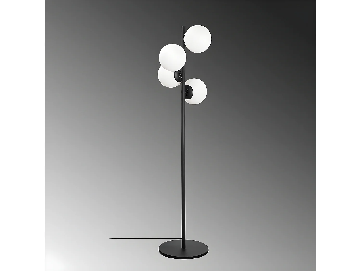 Lampadaire Sinza en métal avec 4 sphères en verre H130cm 4xE27 - Noir