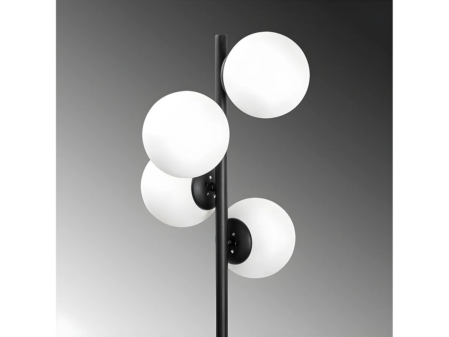 Lampadaire Sinza en métal avec 4 sphères en verre H130cm 4xE27 - Noir