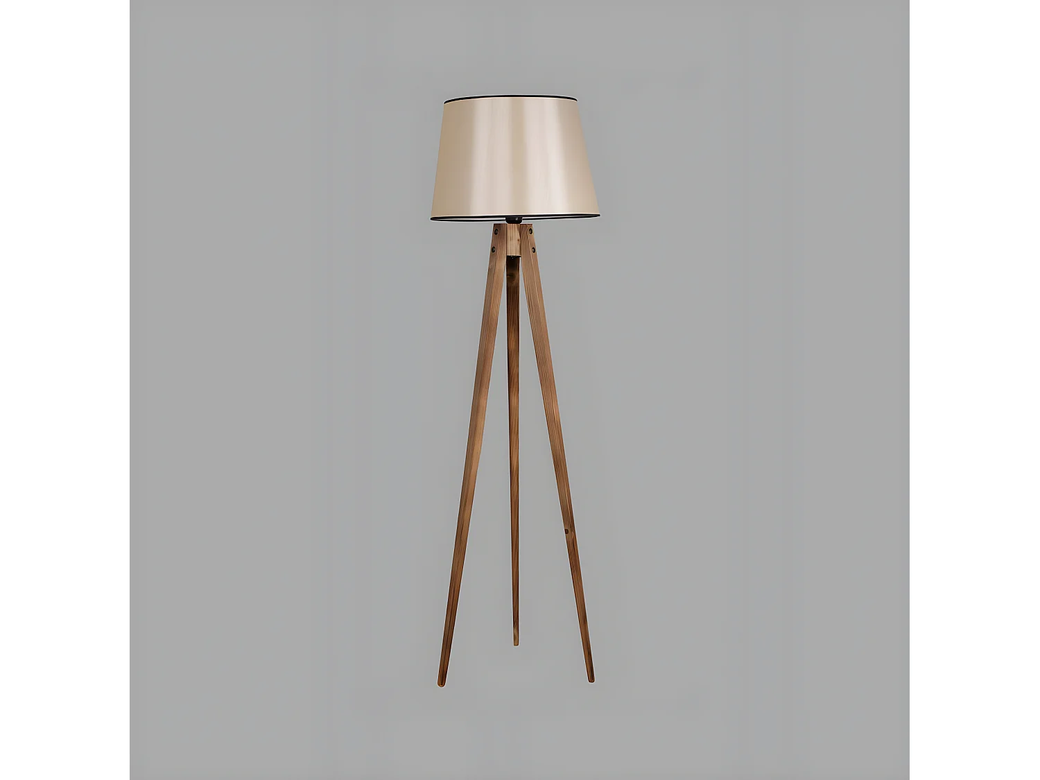 Lampe avec trépied en bois Vanta et abat-jour en tissu H160cm 1xE27 - Marron