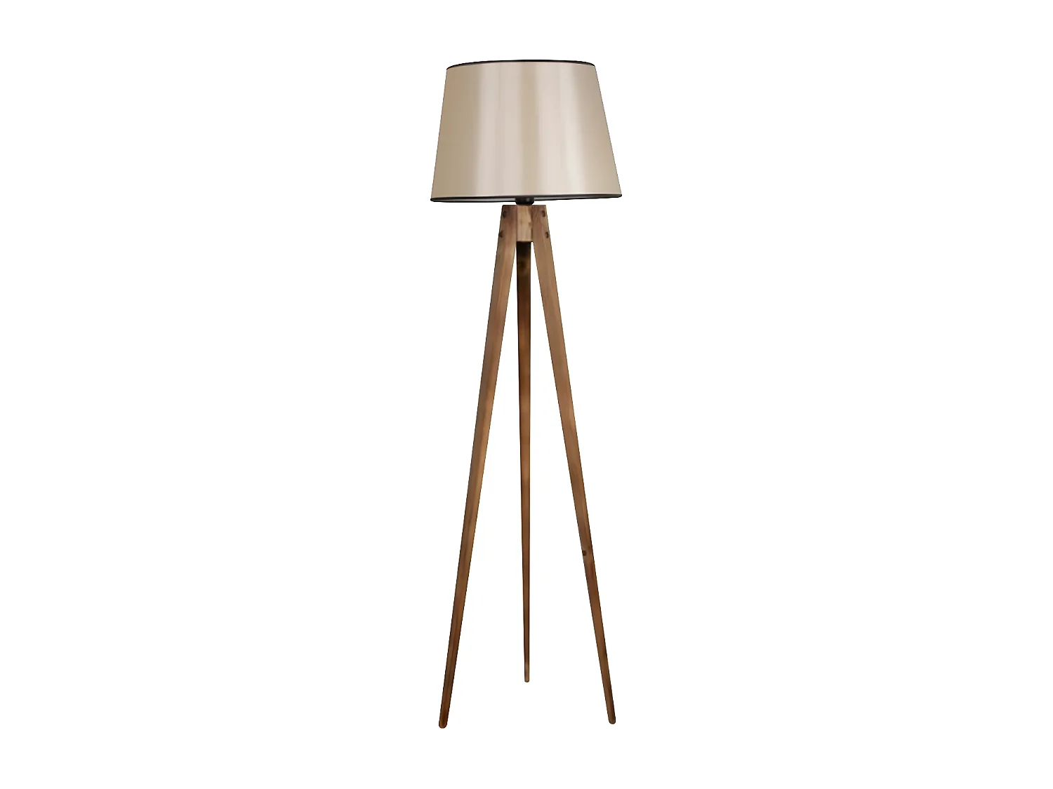 Lampe avec trépied en bois Vanta et abat-jour en tissu H160cm 1xE27 - Marron