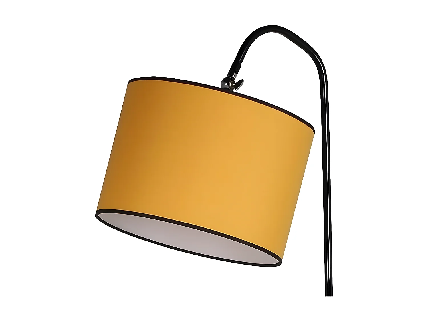 Candeeiro de pé com mesa de madeira Blazer e abajur de tecido 1xE27 H160cm - Mostarda