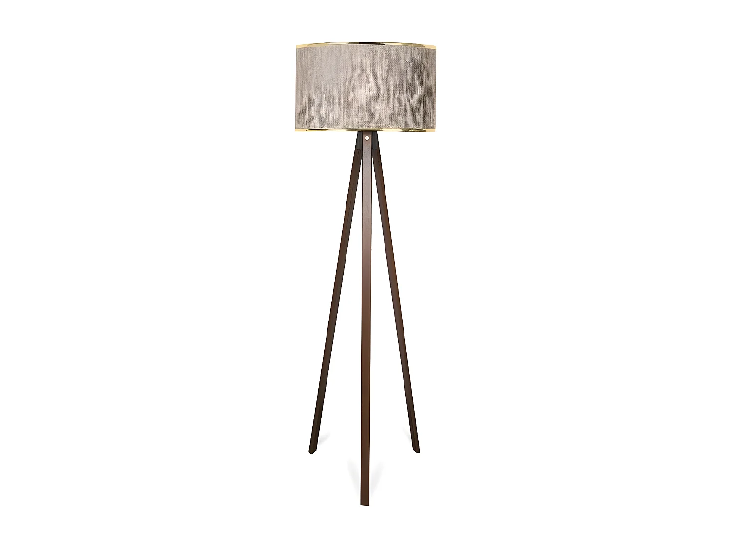 Lámpara con trípode de madera Parnoe y pantalla de tela  H140cm 1xE27 - Beige y Dorado