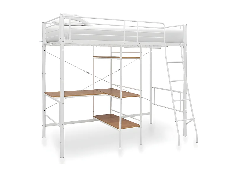 Beliche com secretária 90x200 cm metal branco PT248383