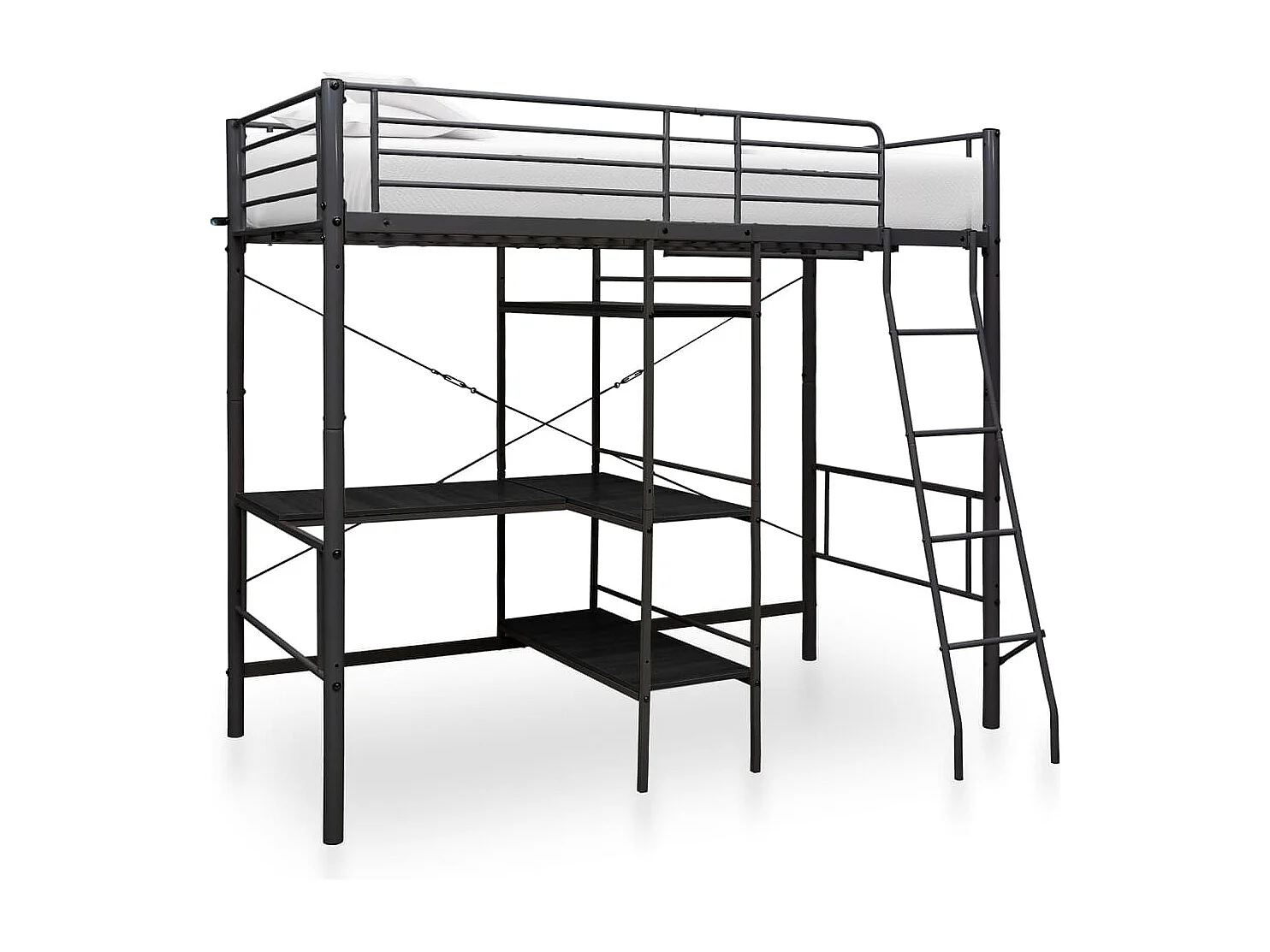 Lit superposé-90 x 200 cm avec table Noir Métal 90x200 cm PSS54441