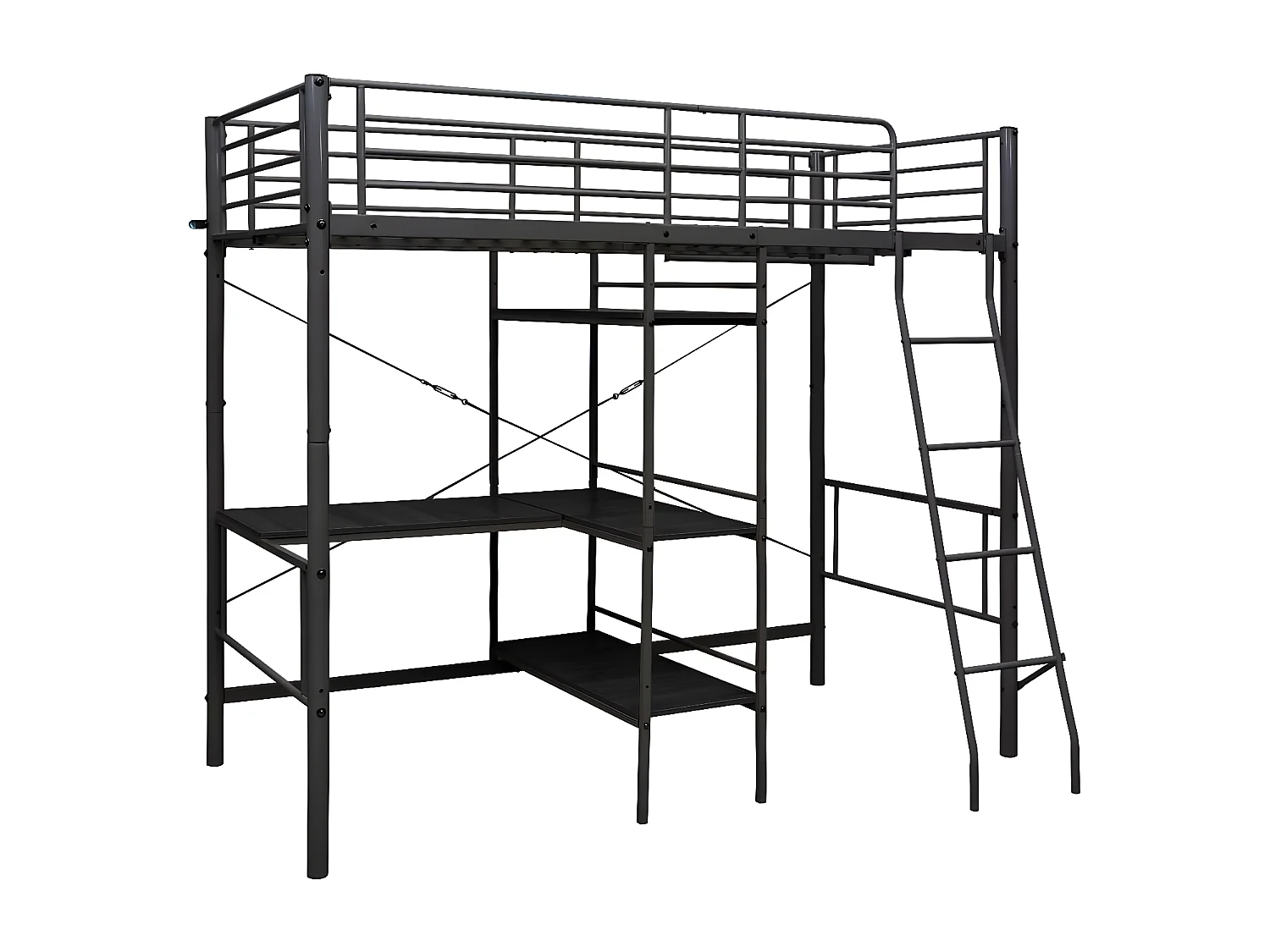 Lit superposé-90 x 200 cm avec table Noir Métal 90x200 cm PSS54441