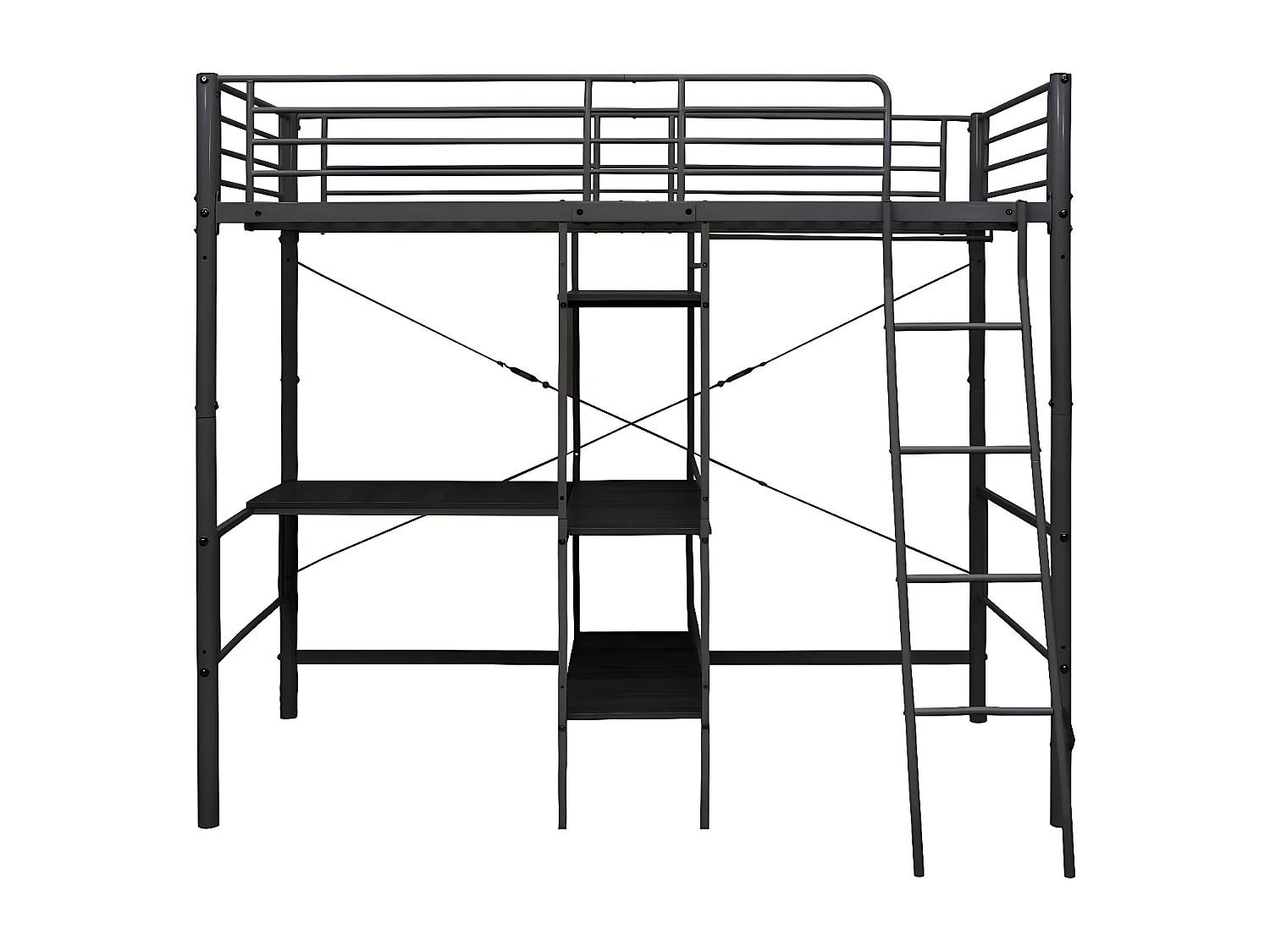 Lit superposé-90 x 200 cm avec table Noir Métal 90x200 cm PSS54441