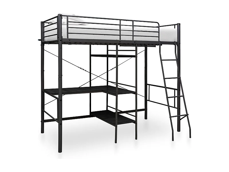 Beliche com secretária 90x200 cm metal preto PT548368