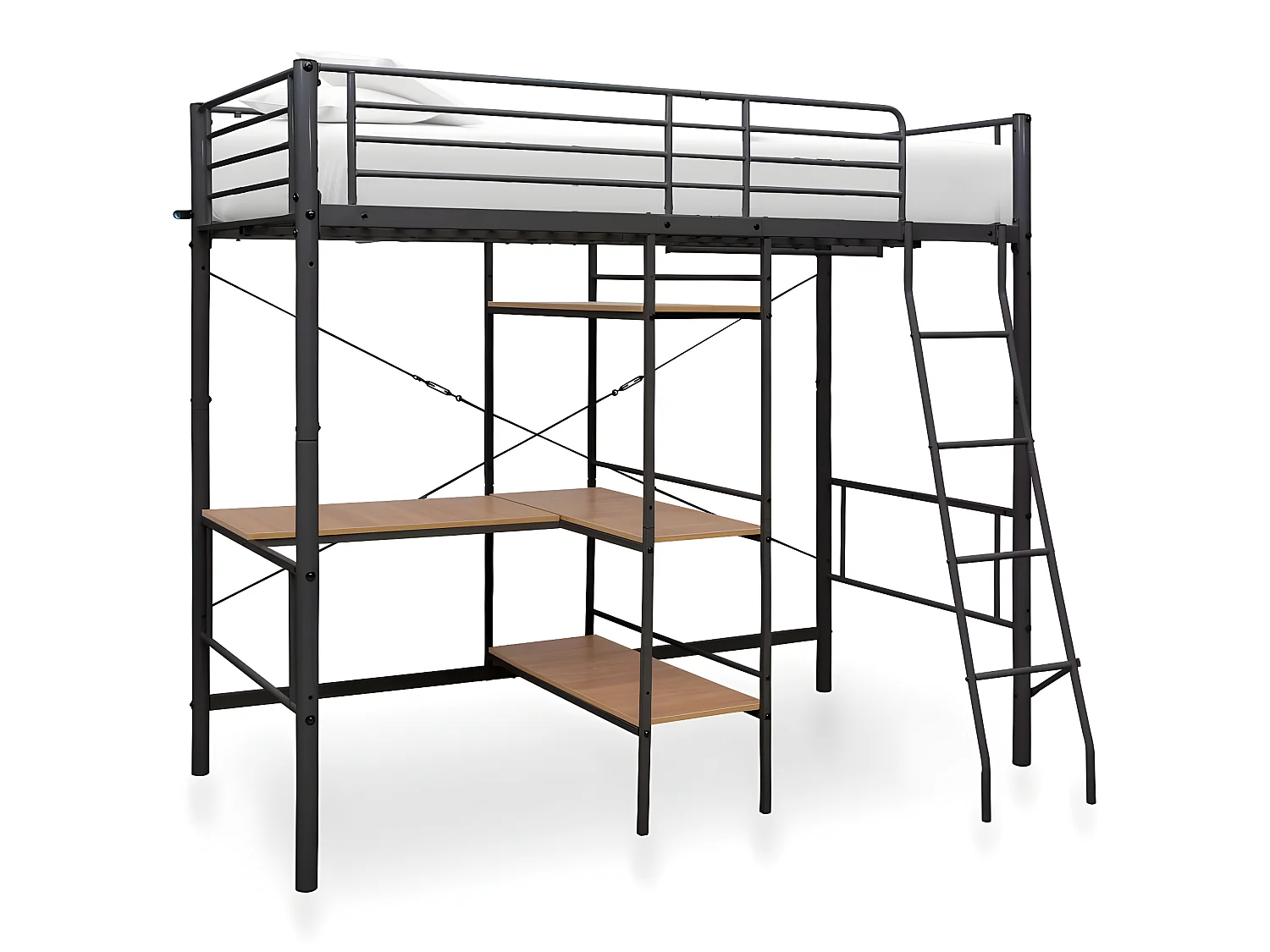 Lit superposé-90 x 200 cm avec table Gris Métal 90x200 cm PSS23701