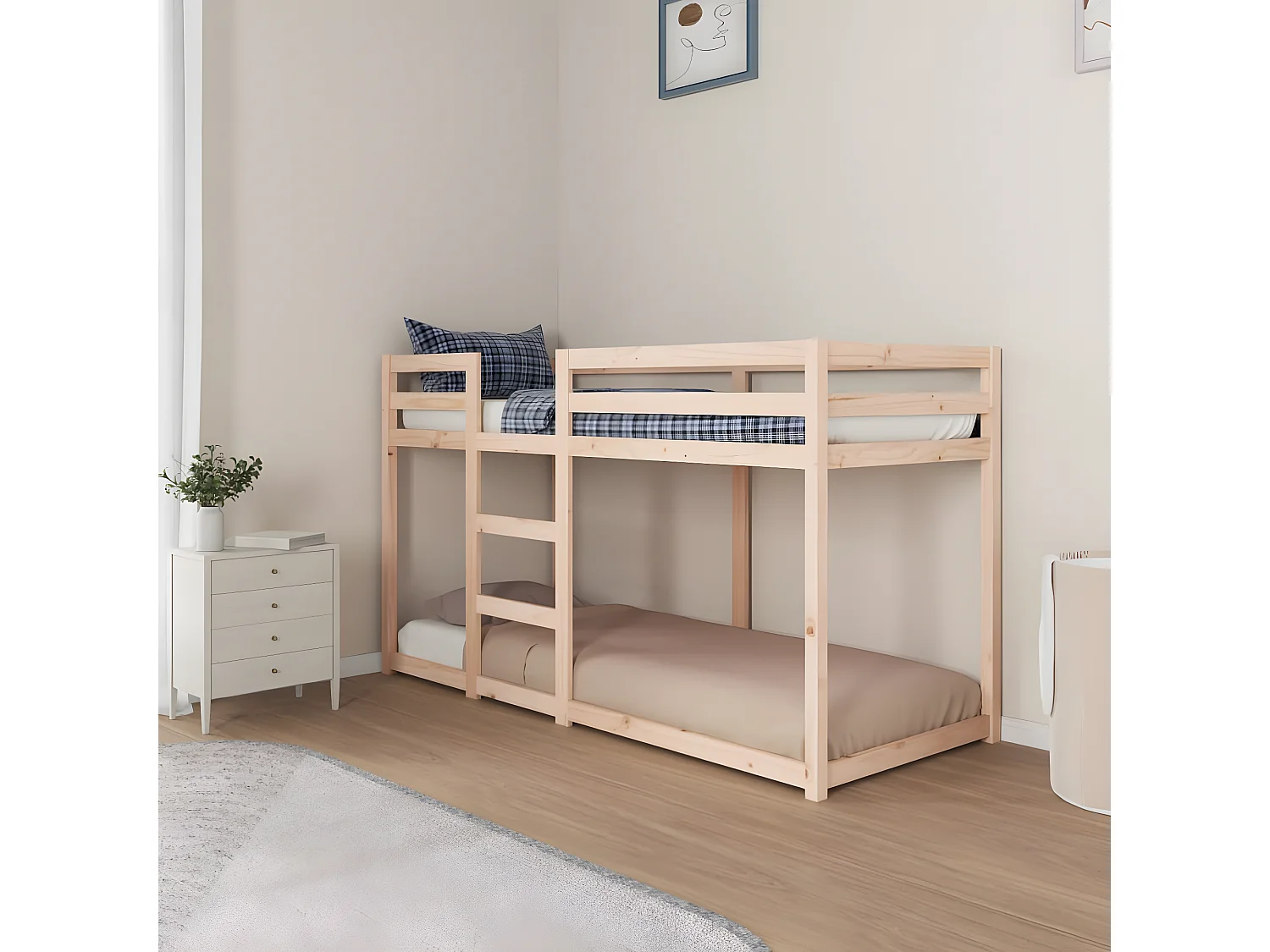 Lit superposé-75 x 190 cm 75x190 cm Bois de pin massif POI56246