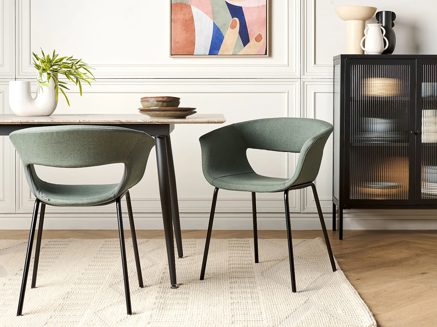 Set van 2 eetkamerstoelen ELMA Donkergroen