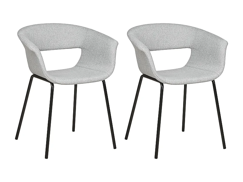 Esszimmerstühle 2er Set aus Stoff grau/hellgrau schwarz modernes Design Elma