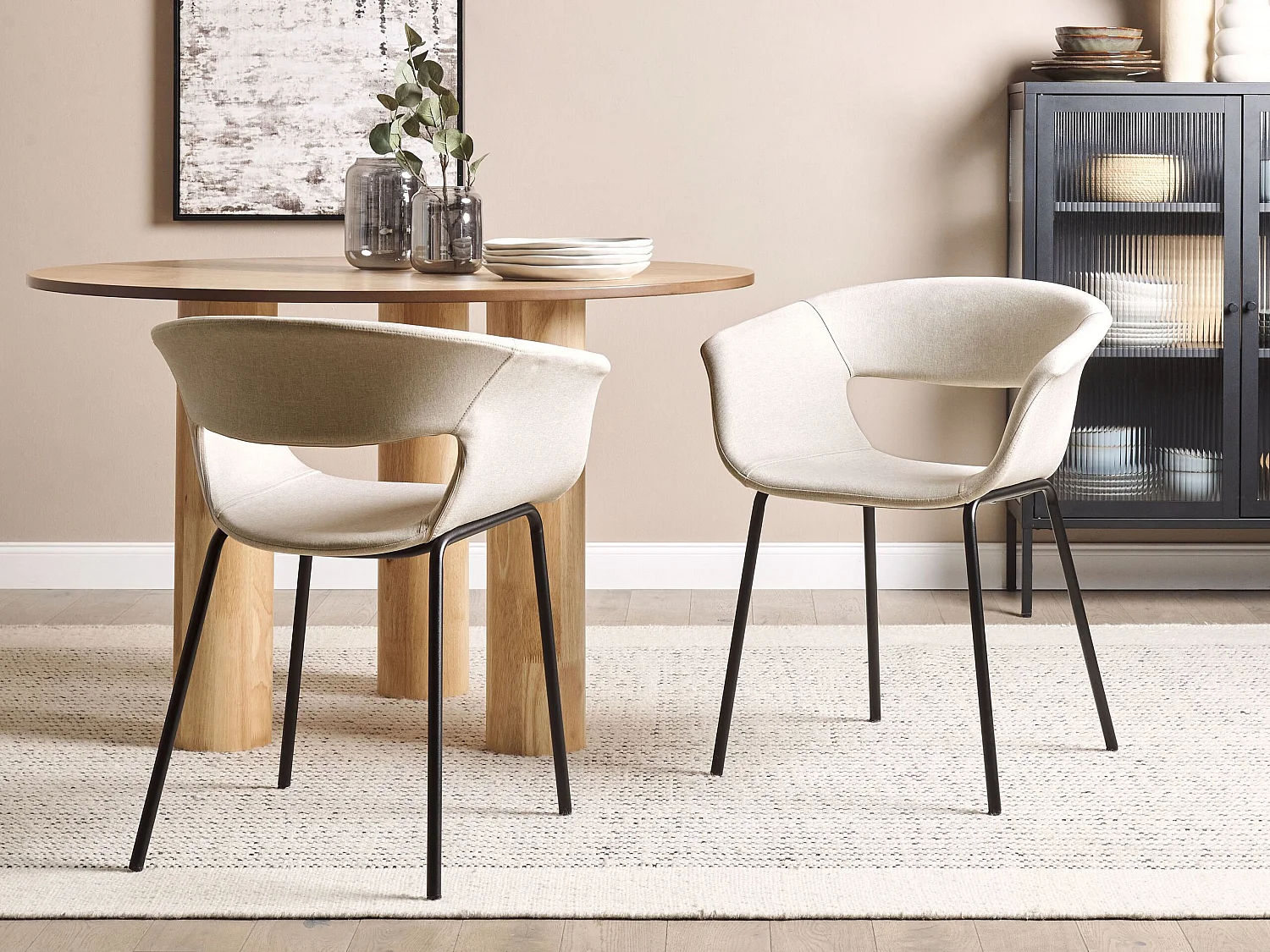 Lot de 2 chaises de salle à manger ELMA Beige clair