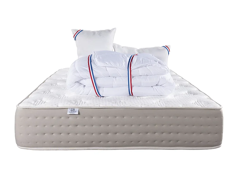 Matelas 160x200 cm, Dreamlux, 26 cm , ressorts ensachés + 2 Oreillers + Couette