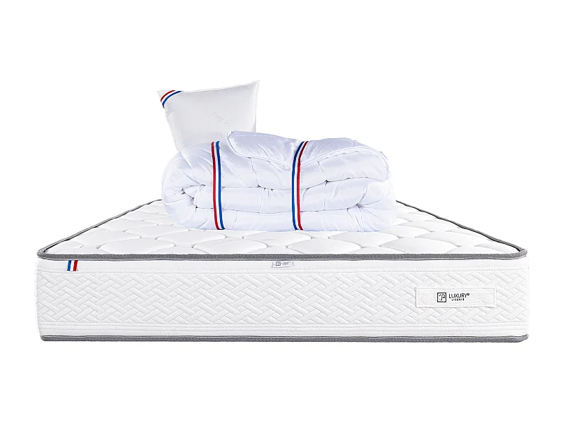 Matelas 90x190 cm, Iris, 20 cm, mémoire de forme, ferme + 1 oreiller + couette