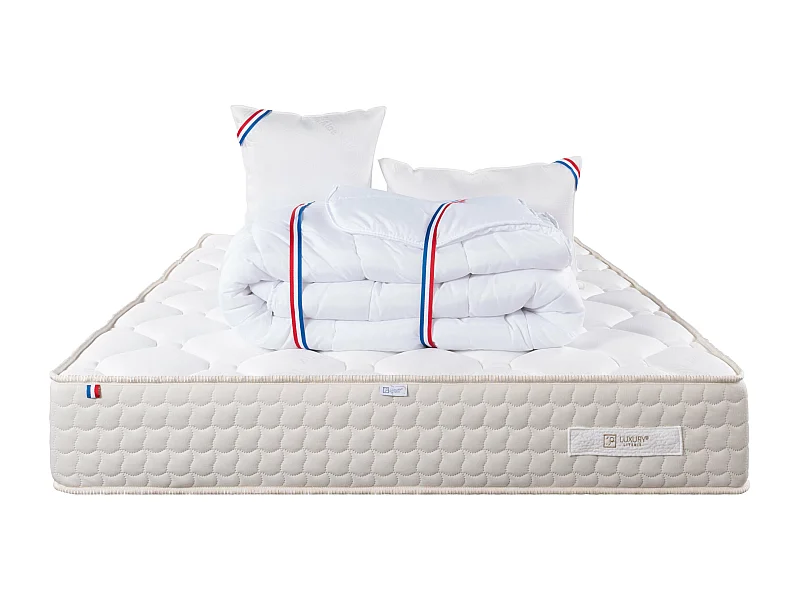 Matelas 140x200 cm, Sublime, 20 cm, mémoire de forme, ferme + 2 oreillers + couette
