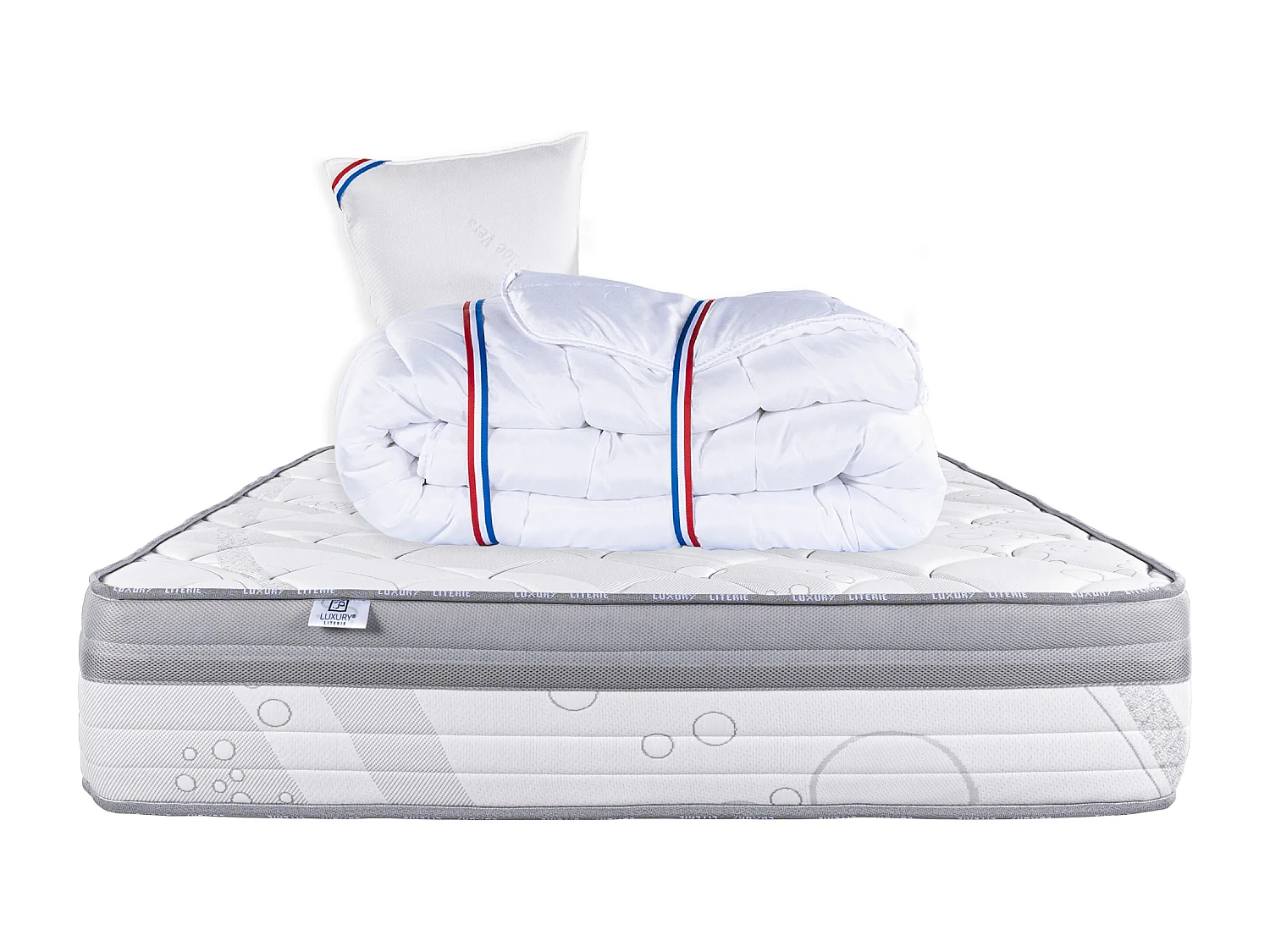 Matelas 90x190 cm, Relaxation, 26cm, Ressorts Ensachés, Soutien ferme + Oreiller + Couette