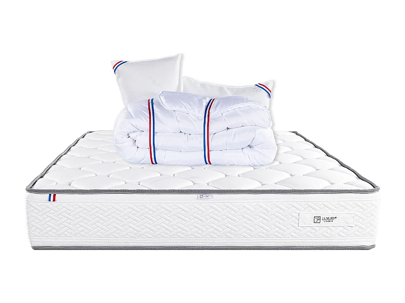 Matelas 160x200 cm, Iris, 20 cm, mémoire de forme, ferme + 2 oreillers + couette