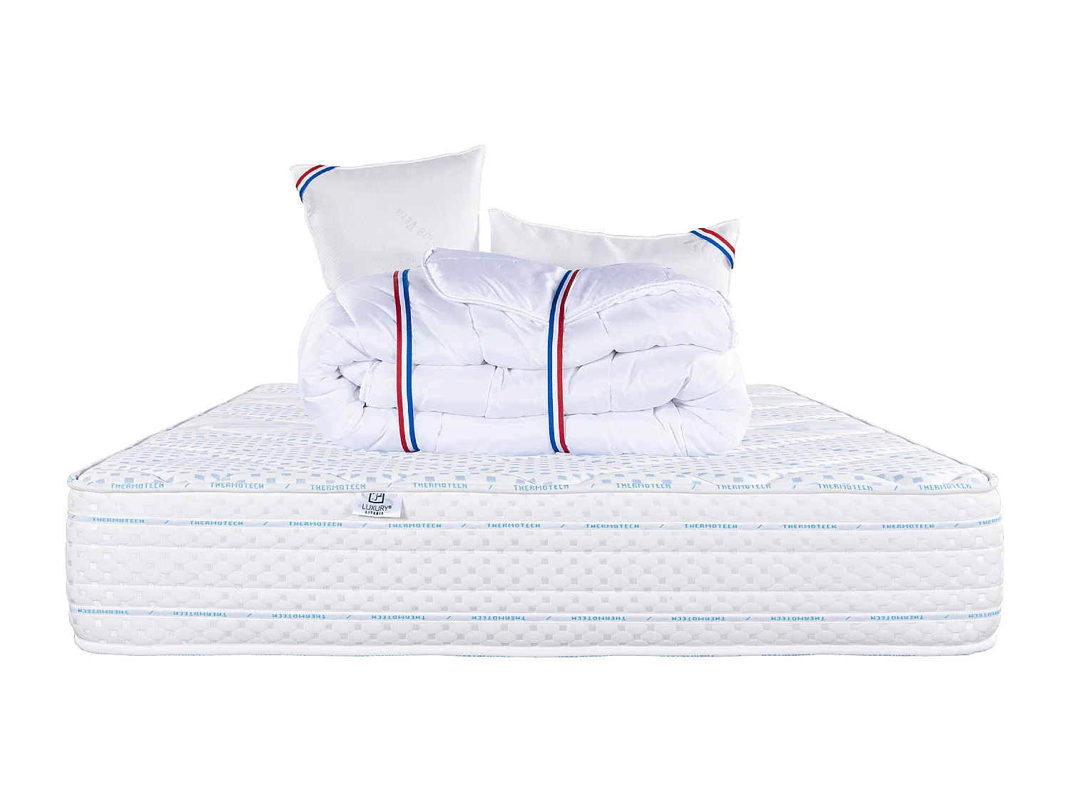 Matelas 180x200 cm, Thermotec, 24 cm, mémoire de forme, ferme + 2 oreillers + couette