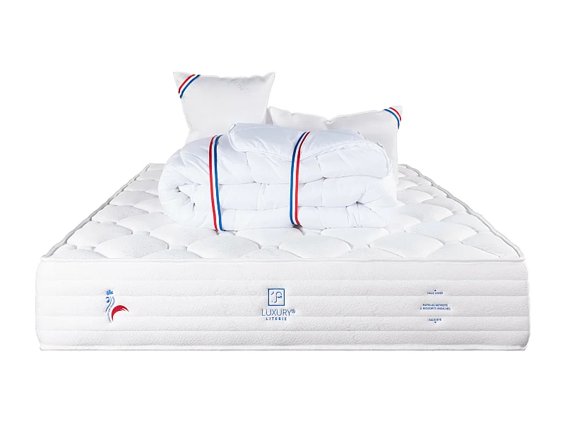 Matelas 140x190 cm, Patriote Mousse, 27cm, Soutien ferme + 2 Oreillers + Couette