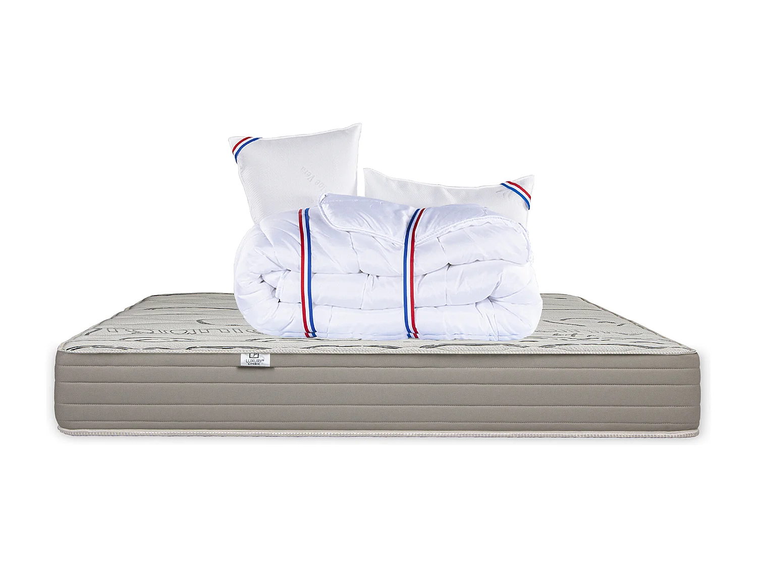 Matelas 140x190 cm, OrganicCoton, 24 cm, ferme + 2 oreillers + couette